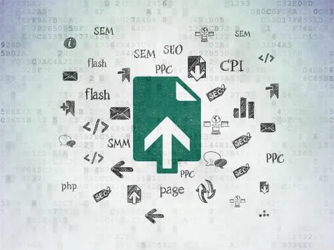 Web development concept: Upload on Digital Data Paper background Stock Illustration