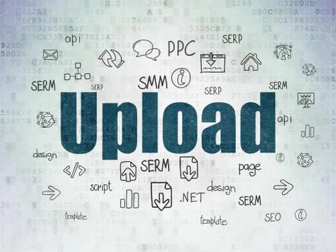 Web development concept: Upload on Digital Data Paper background 库存插图