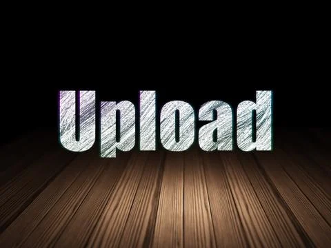 Web development concept: Upload in grunge dark room 库存插图