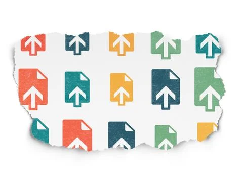 Web development concept: Upload icons on Torn Paper background 스톡 일러스트