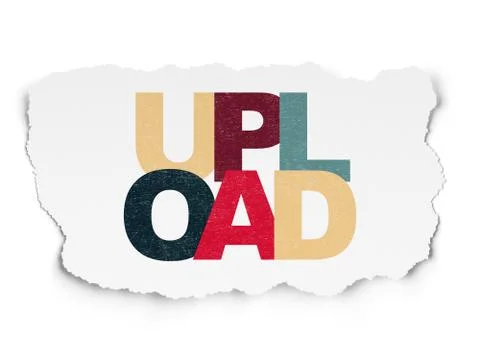 Web development concept: Upload on Torn Paper background 库存插图