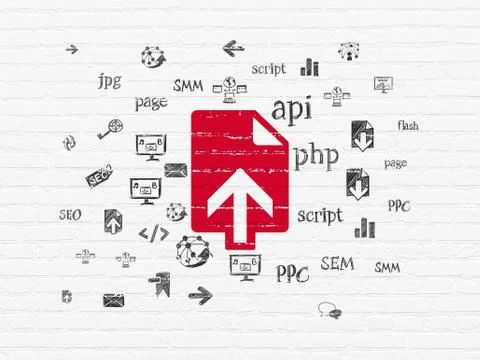 Web development concept: Upload on wall background Stock Illustration