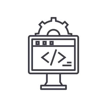 Web development concept vector thin line icon, symbol, sign, illustration on Illustrazione stock