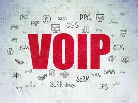 Web development concept: VOIP on Digital Data Paper background 库存插图