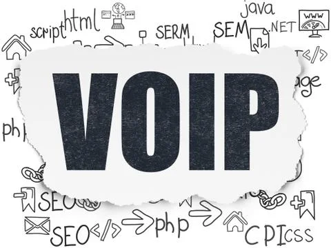 Web development concept: VOIP on Torn Paper background 库存插图