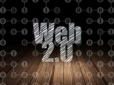 Web development concept: Web 2.0 in grunge dark room Stockillustratie