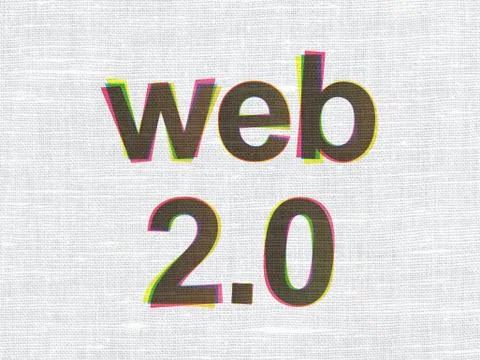 Web development concept: Web 2.0 on fabric texture background Stock-Illustration