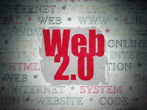 Web development concept: Web 2.0 on Digital Data Paper background 库存插图