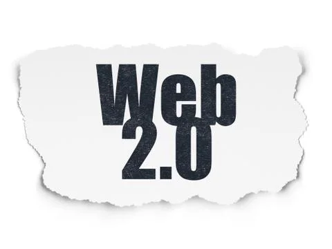 Web development concept: Web 2.0 on Torn Paper background 库存插图
