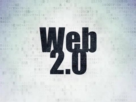 Web development concept: Web 2.0 on Digital Data Paper background 库存插图