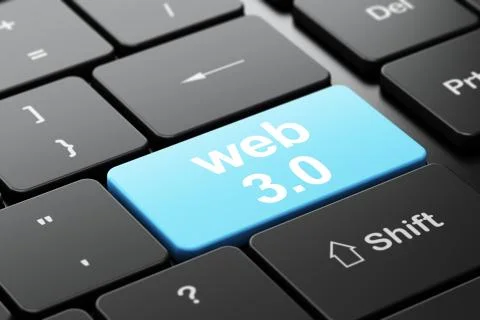 Web development concept: Web 3.0 on computer keyboard background Illustrazione stock