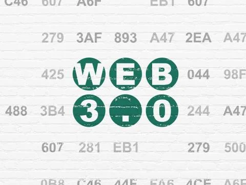 Web development concept: Web 3.0 on wall background 스톡 일러스트
