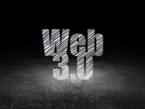 Web development concept: Web 3.0 in grunge dark room イラスト素材
