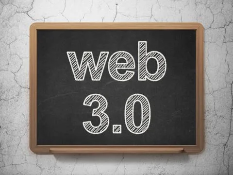 Web development concept: Web 3.0 on chalkboard background 스톡 일러스트