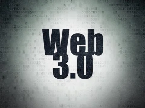 Web development concept: Web 3.0 on Digital Data Paper background 库存插图