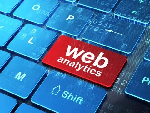 Web development concept: Web Analytics on computer keyboard back 스톡 일러스트