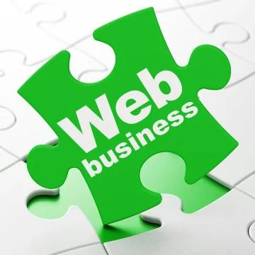Web development concept: Web Business on puzzle background 库存插图