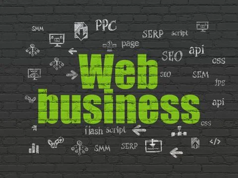 Web development concept: Web Business on wall background 库存插图
