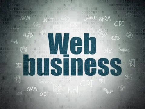 Web development concept: Web Business on Digital Data Paper background 库存插图
