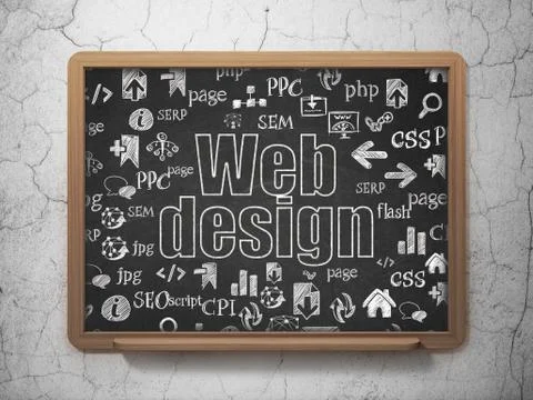 Web development concept: Web Design on School Board background Stock Illustration
