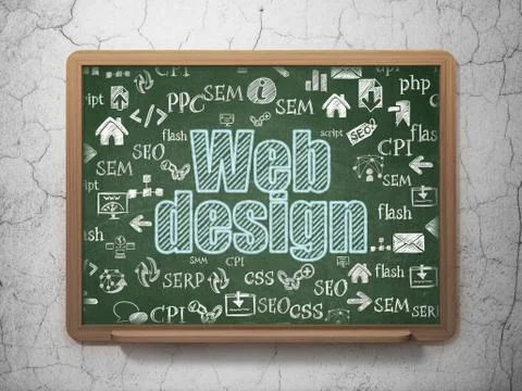 Web development concept: Web Design on School Board background イラスト素材