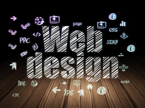 Web development concept: Web Design in grunge dark room イラスト素材