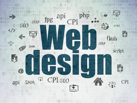 Web development concept: Web Design on Digital Data Paper background Stock Illustration