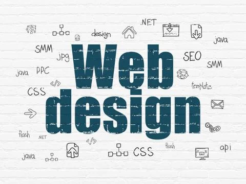 Web development concept: Web Design on wall background Stock Illustration