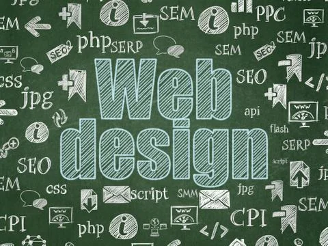 Web development concept: Web Design on School board background Stock Illustration