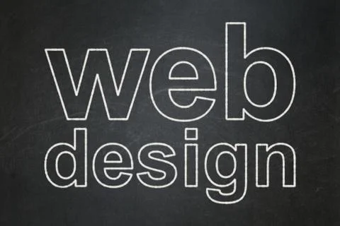 Web development concept: Web Design on chalkboard background 库存插图