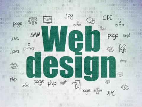 Web development concept: Web Design on Digital Data Paper background 库存插图
