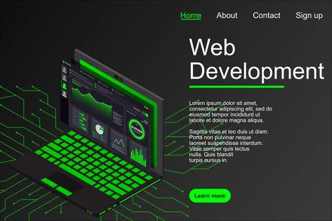 Web development concept. Web design and development vector isometric illustra Illustrazione stock