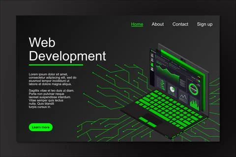 Web development concept. Web design and development vector isometric illustra Illustrazione stock