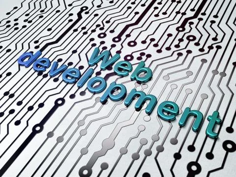 Web development concept: Web Development on Circuit Board background Ilustración de archivo