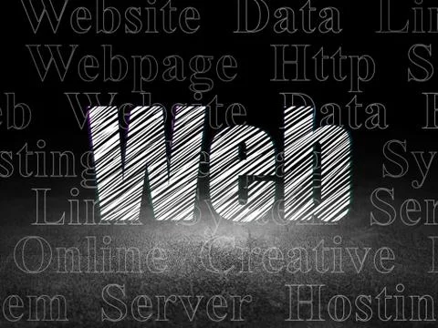 Web development concept: Web in grunge dark room Stockillustratie