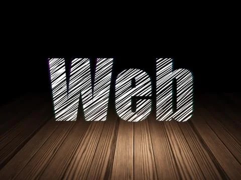 Web development concept: Web in grunge dark room 库存插图