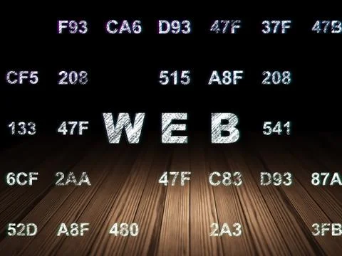 Web development concept: Web in grunge dark room Stockillustratie