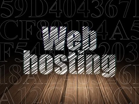 Web development concept: Web Hosting in grunge dark room 스톡 일러스트