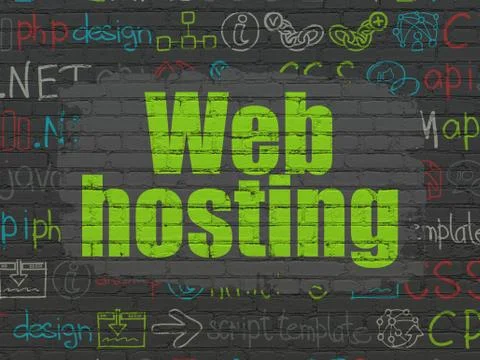 Web development concept: Web Hosting on wall background イラスト素材