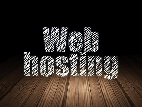 Web development concept: Web Hosting in grunge dark room Stockillustratie