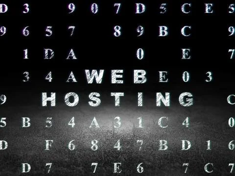 Web development concept: Web Hosting in grunge dark room イラスト素材