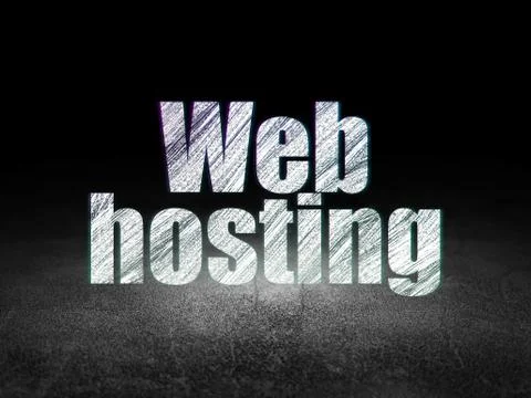 Web development concept: Web Hosting in grunge dark room Stock Illustration