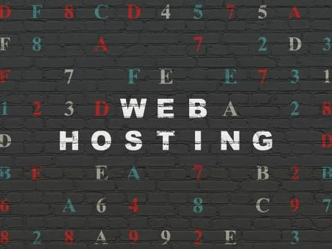 Web development concept: Web Hosting on wall background Stock-Illustration
