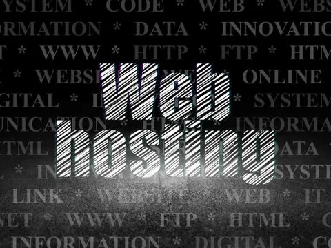Web development concept: Web Hosting in grunge dark room イラスト素材