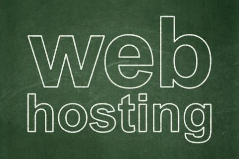 Web development concept: Web Hosting on chalkboard background 库存插图