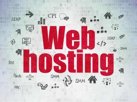 Web development concept: Web Hosting on Digital Data Paper background Stock Illustration