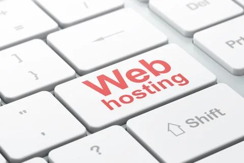 Web development concept: Web Hosting on computer keyboard background Illustrazione stock