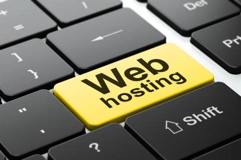 Web development concept: Web Hosting on computer keyboard background Illustrazione stock