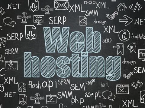 Web development concept: Web Hosting on School board background 스톡 일러스트