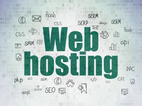 Web development concept: Web Hosting on Digital Data Paper background Stock Illustration